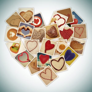 Collage of snapshots of hearts.