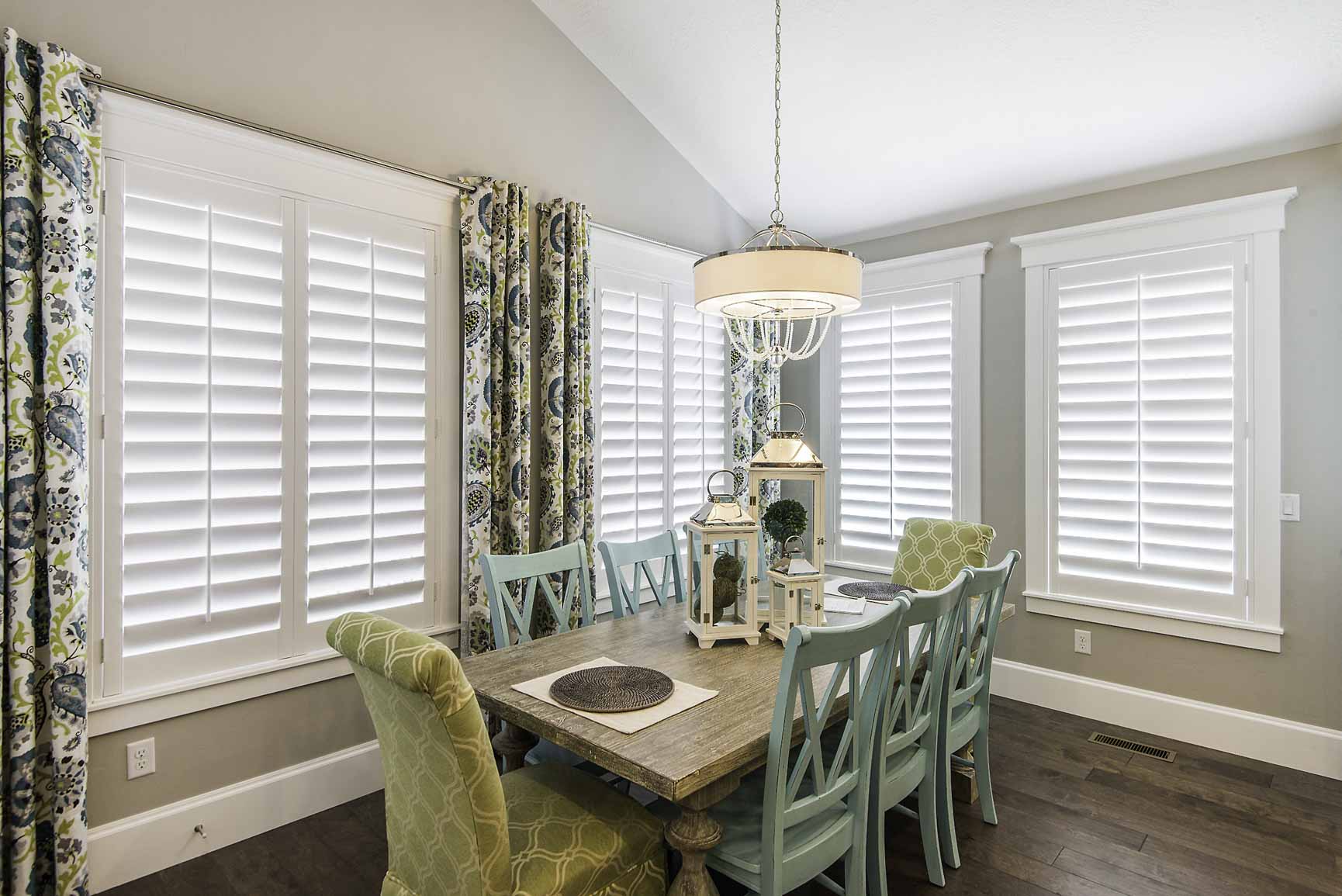 Wasatch Shutter White Planataion Shutters Dining Room 1 